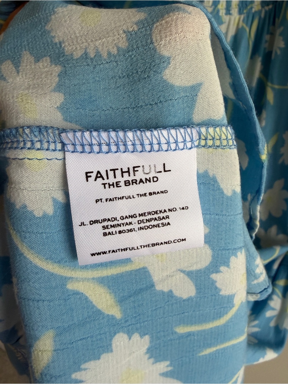 Faithfull The Brand Leyla Smocked Midi Dress Blue Floral Puff Sleeve Size S - Picture 9 of 16